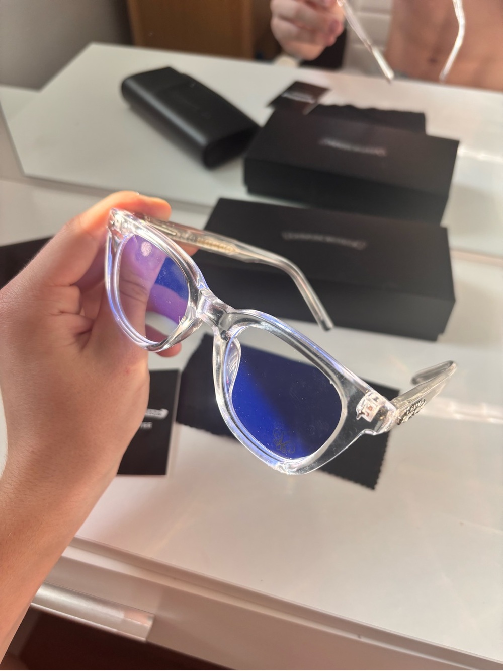 Chrome Hearts Clear Frame Sunglasses with clear Lenses